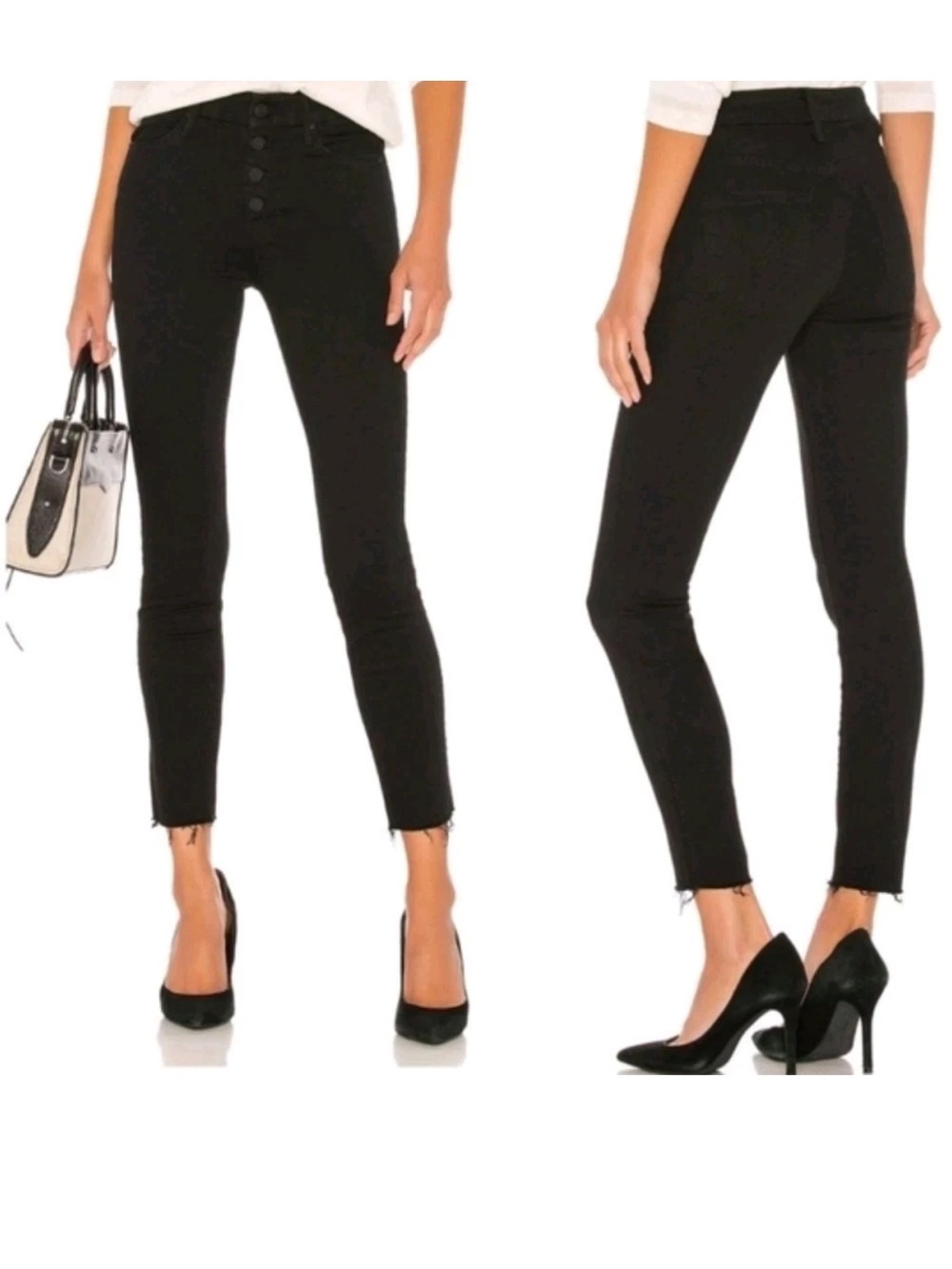MOTHER Women's Jeans Size 30 Black The Pixie Ankle Fray - Not Guilty